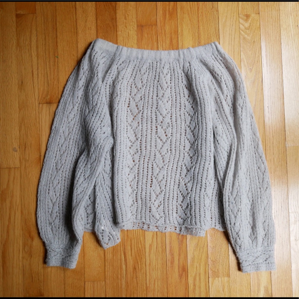 Free people peasant style pale blue knit sweater - Picture 2 of 7